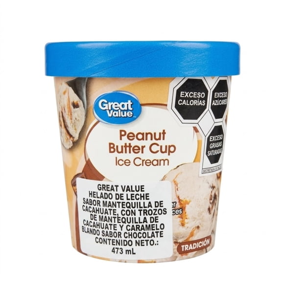 Helado de leche Great Value sabor mantequilla y cacahuate 473 ml