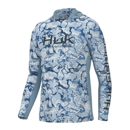 HUK Men s Icon X Pattern Hoodie Fishing Shirt with Sun Protection - SMALL