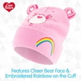 thumbnail image 6 of Care Bears Beanie Hat, Cheer Bear Rainbow Winter Knit Cap with 3D Ears and Cuff, Pink, One Size, 6 of 6