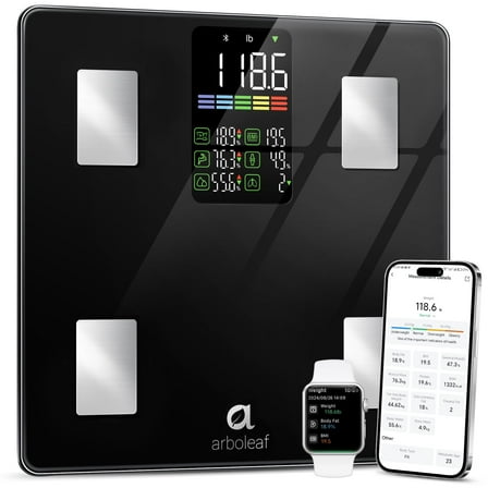 Arboleaf Smart Scale Digital Weight and Body Fat - Large Platform, 498 Lb, 11.8 In