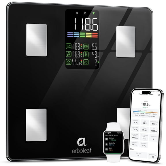 Arboleaf Smart Scale Digital Weight and Body Fat - Large Platform, 498 Lb, 11.8 In