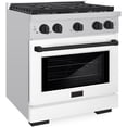 thumbnail image 3 of ZLINE Autograph Edition 30 in. 4.2 cu. ft. 4 Burner Gas Range with Convection Gas Oven in Stainless Steel with White Matte Door and Matte Black Accents (SGRZ-WM-30-MB), 3 of 7