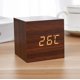 thumbnail image 1 of Reloj despertador digital CHAO marrón oscuro con pantalla de fecha temperatura 3 alarmas 4 niveles de brillo, 1 of 5
