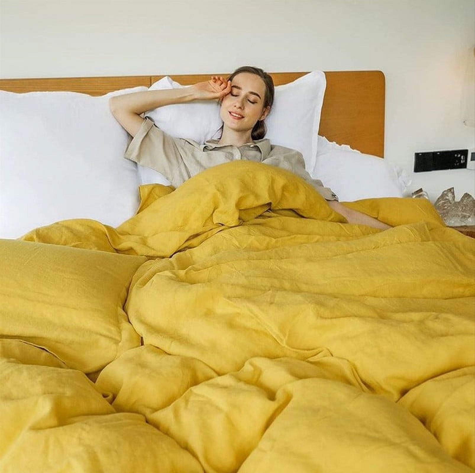 Pavish Export Cotton Duvet Cover In 1 duvet cover Softened Cotton Yellow Comforter Cover Quilt Cover With Coconut buttons Stonewashed Bedding Set Tiwn