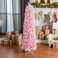 thumbnail image 7 of 7.5FT Snow-Flocked Pink Pencil Artificial Christmas Tree, Slim Holiday Unlit Xmas Tree with 641 PVC Branch Tips & Sturdy Metal Stand, Easy Assembly, 7 of 7