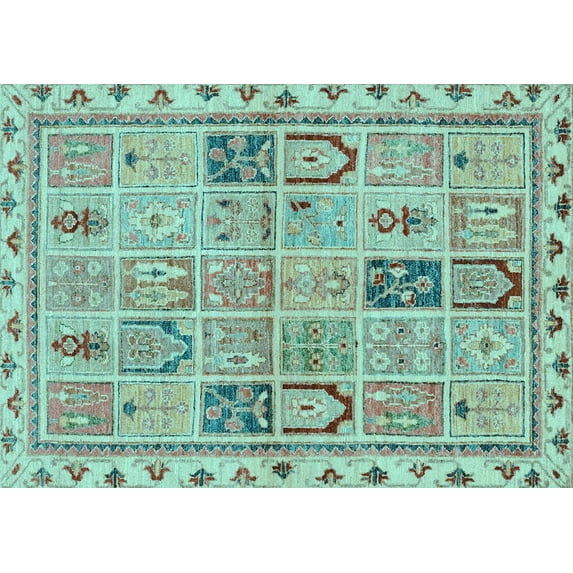 Ahgly Company Indoor Rectangle Abstract Light Blue Modern Area Rugs, 2' x 3'