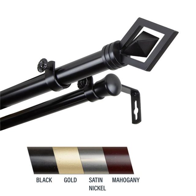 Central Design 100-69-482-D Lance Tringle à Rideaux Double 1 Po, 48-84 Po - Noir