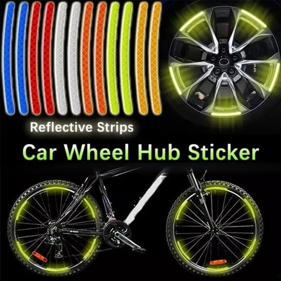 QHUDLV GHRYTY 20pcs Safety Reflective Stickers,Reflective Wheel Stripe Decal,Night Driving Warning Reflective Stickers,Waterproof Reflective Tape Stickers for Vehicle,Bicycles,Motorcycles