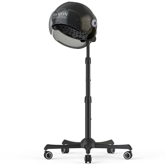 TASALON 1875W Ionic Hood Hair Dryer with Adjustable Stand, 3 Temperature Settings, Rolling Wheels, and Timer, Black