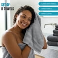 thumbnail image 6 of Utopia Towels 8 Piece Towel Set – Super Absorbent & Quicker-to-Dry, Thick 100% Ring Spun Cotton Towels for Bathroom, Spa & Hotel – 2 Bath, 2 Hand, 4 Washcloths, Cool Grey, 6 of 9