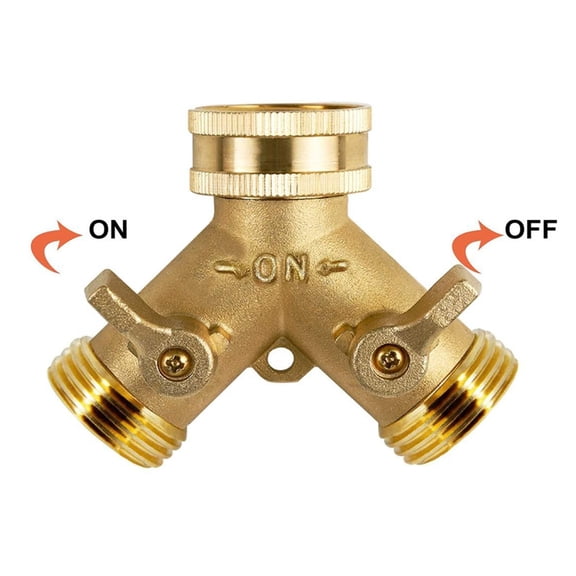 2 Way Heavy Duty Garden Hose Splitters,Solid Brass 2-Way Water Hose Splitter Outdoor Faucet Spigot Connector,Y Garden Tap Hose Adapter