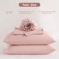 thumbnail image 2 of Dusty Pink Twin Sheet Set with Side Pocket Corner Straps, 3 Piece Soft Kids Microfiber Bed Sheets Extra Deep Pocket, 2 of 4