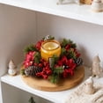 thumbnail image 5 of ICQOVD Christmas Candle Ring Wreath Artificial Flower Centerpiece for Dining Table Wedding Party Home Holiday Decoration 7.87*7.87*3.15IN, 5 of 7