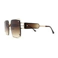 thumbnail image 3 of Off Set Rimless Retro Mobster Unique Side Lens Rectangle Sunglasses Gold Brown, 3 of 4