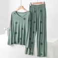 thumbnail image 2 of YWDJ Womens Pajama Sets Long Sleeve Green Lightweight Plus Size Hearts Shirt 2 Piece Long Pants Loungewear XL, 2 of 5