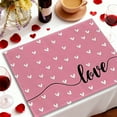 thumbnail image 6 of Valentine's Day Placemats Set, Polyester Fabric Table Mats with Heart and Love Patterns, 17.72x11.81 Inch Washable Dining Table Decor for Romantic Dinner, Party, or Holiday Celebration, 6 of 7