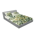 thumbnail image 2 of Ambesonne Eucalyptus Leaves Fitted Sheet & Pillow Sham Set, Bold Branches, King, Laurel Green Eggshell, 2 of 2