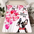 thumbnail image 2 of Homewish Kawaii Dalmatian Dog Queen Sheet Sets, Love Heart Balloon Flat Sheet, Romantic Valentine's Day Queen Fitted Sheet, Microfiber Bedroom Decor, 4pcs, 2 of 7