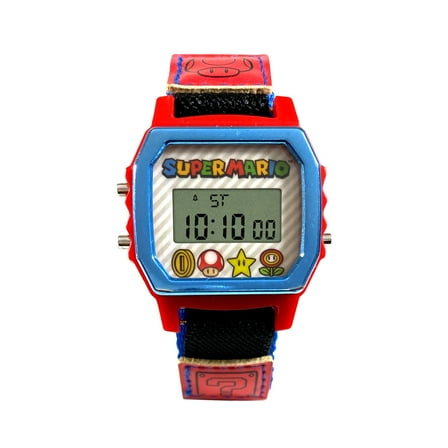 Nintendo "Super Mario Bros" Unisex Child LCD Watch with Velcro Nylon Strap (GSM4160WM)