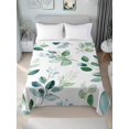 thumbnail image 2 of Twin Size Flat Sheet Only, Eucalyptus Leaves Soft Brushed Microfiber Bed Sheets, Spring Botanical Pastoral Green Hotel Quality Breathable Bedding Top Sheet, Easy Care, 66"x96", 2 of 9