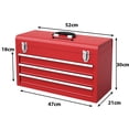 thumbnail image 2 of Portable 3 Drawer Tool Cabinet, Mechanic Tool Box with Automatic Lock System, Steel Garage Tool Chest with Top Tray for Workshop – Red, 2 of 8