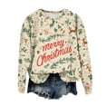 thumbnail image 2 of Jkety Christmas Sweaters for Women Merry Christmas Santa Printed Sweatshirt Vintage Santa Sweatshirt Christmas Sweatshirts for Women Beige,M, 2 of 7