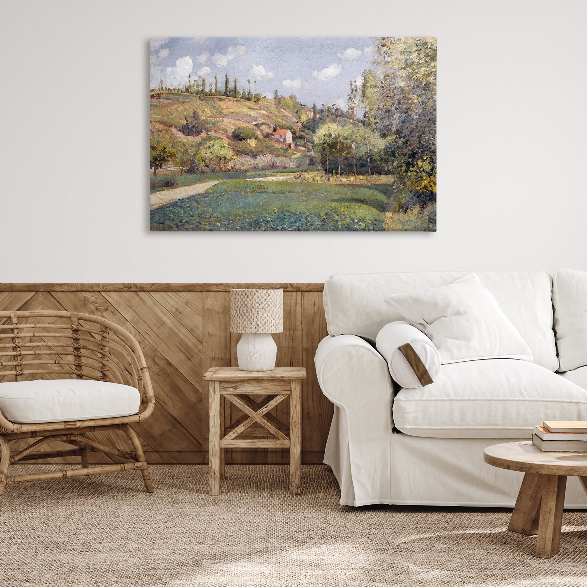Stupell Industries Rolling Green Hillside Landscape & Nature Painting Wrapped Canvas Art Print Wall Art, 45 x 30