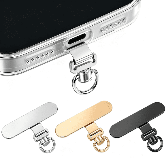 GJX 360° Rotatable Phone Tether Tab,Metal Lanyard Patch | Fits for Phone Lanyard Tab/Wrist Strap/Crossbody Strap/Chain,3 Pack,Compatible with Iphone & Other Phones,Black Gold Silver