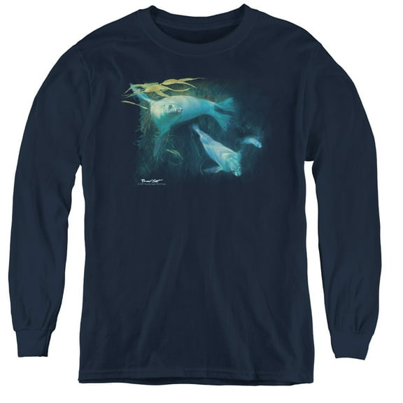 Wildlife Kelp Patrol Youth Long Sleeve T-Shirt Navy