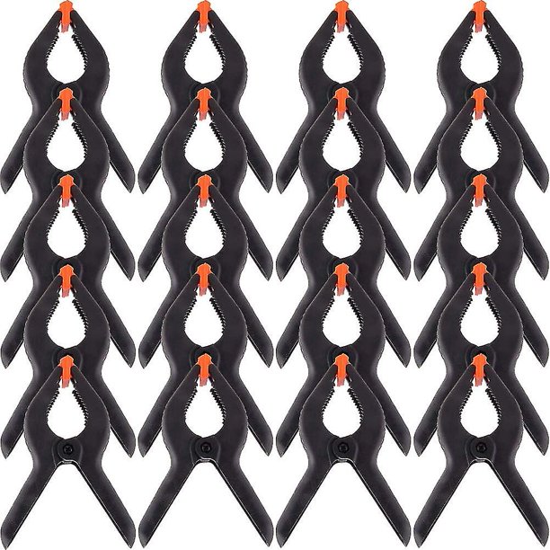 20 abrazaderas de resorte de plástico, clips de abrazadera para fondos de 2 pulgadas, abrazaderas de fondo de nailon negro de 3 pulgadas para muselina de fondo