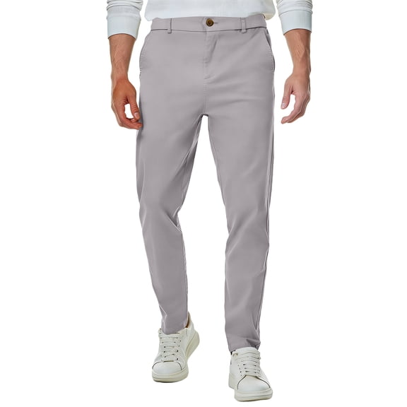 Men's Solid Slim Fit Dress Pants, Stretch Chino Trousers, Summer Casual Business Work Pants 40
