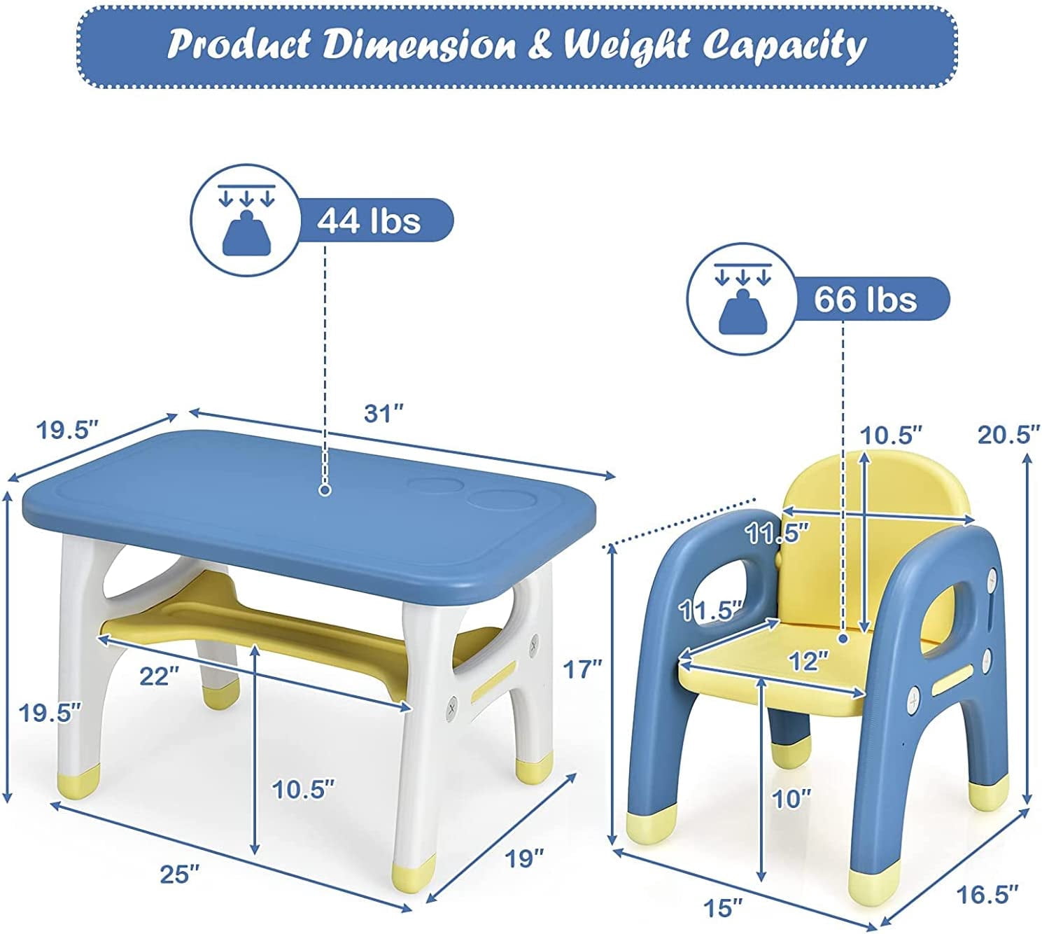 Kids Table and Chair Set, Dinosaur Shape Children Activity Table and 1 Chair for Art Craft, Building Blocks, 2-Piece Toddler Furniture Set for Daycare Playroom, Gift for Boys Girls