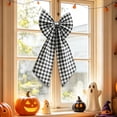 thumbnail image 5 of Large Halloween Decorative Wreath Bow Gingham Plaid Fabric Ribbon for Front Door Fall Party Decorations and Halloween Home Supplies, 5 of 6