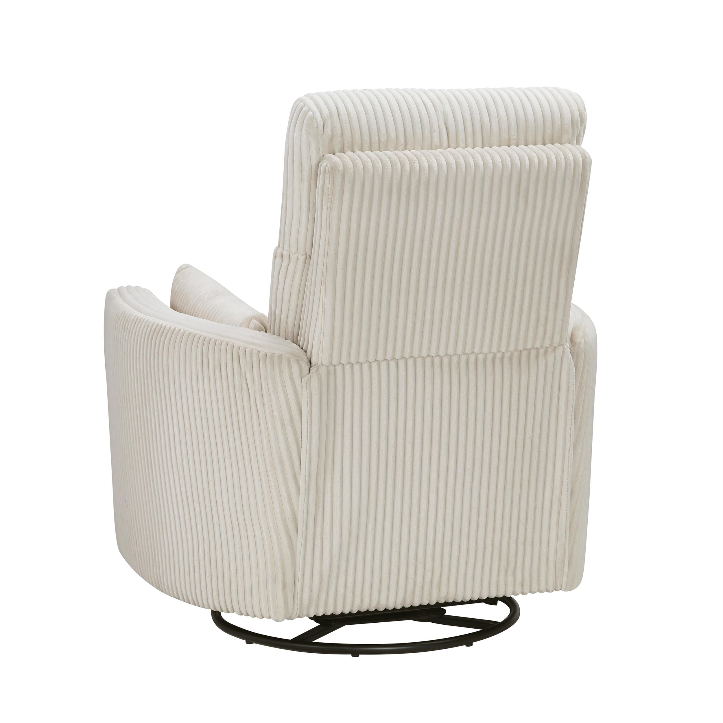 Lexicon Traverse Corduroy Swivel Glider Reclining Chair in Beige