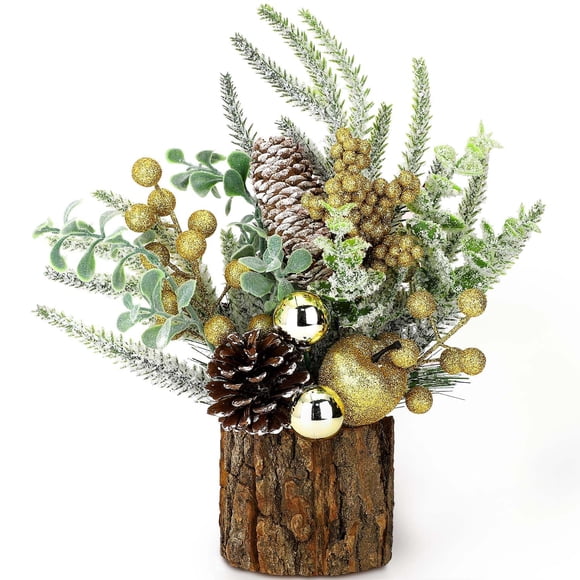 Árbol de Navidad KPX artificial para mesa, tamaño pequeño, con adornos