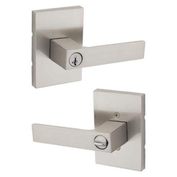 Singapore Satin Nickel Reversible Rectangular Straight Keyed Entry Door Lever Featuring SmartKey Technology