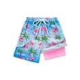 thumbnail image 2 of 5-16Y Kids Teens Boys Swim Trunks with Compression Liner Double Layer Beach Surf Swim Shorts Quick Dry Boxer Brief Swimwear Bottoms, 2 of 8