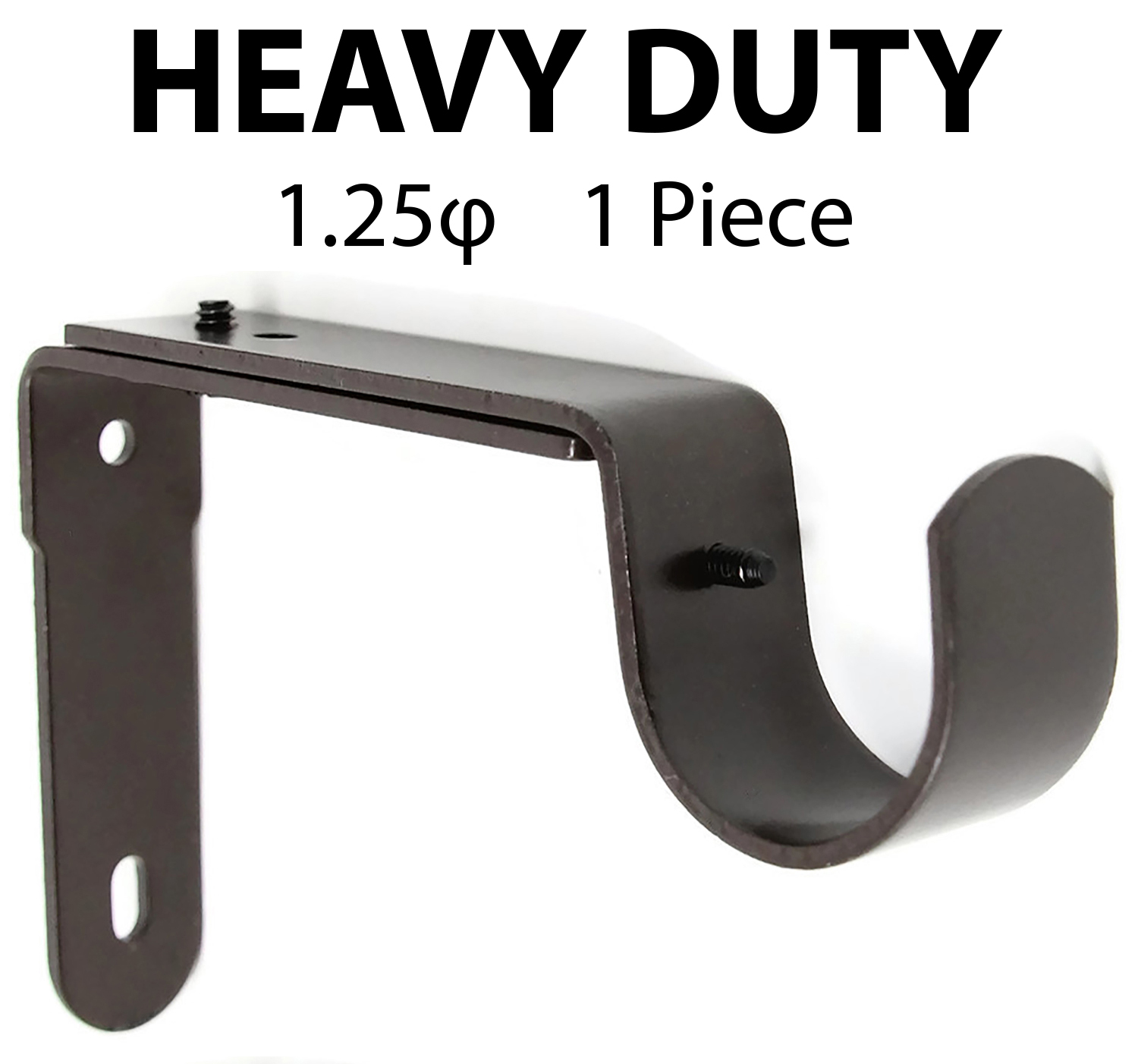 Adjustable Curtain Rod Brackets - Fits 1 Inch Rods - Set Of 3 - Sturdy Black Wall Mount