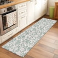 thumbnail image 3 of Turquoise Farmhouse Runner Rug 2x6 Washable Kitchen Rug Non-Slip Lightweight Thin Soft Low Pile Bathroom Runner Vintage Flower Leaf Botanical Plant Carpet for Hallway Laundry Room Bedroom Entryway, 3 of 9