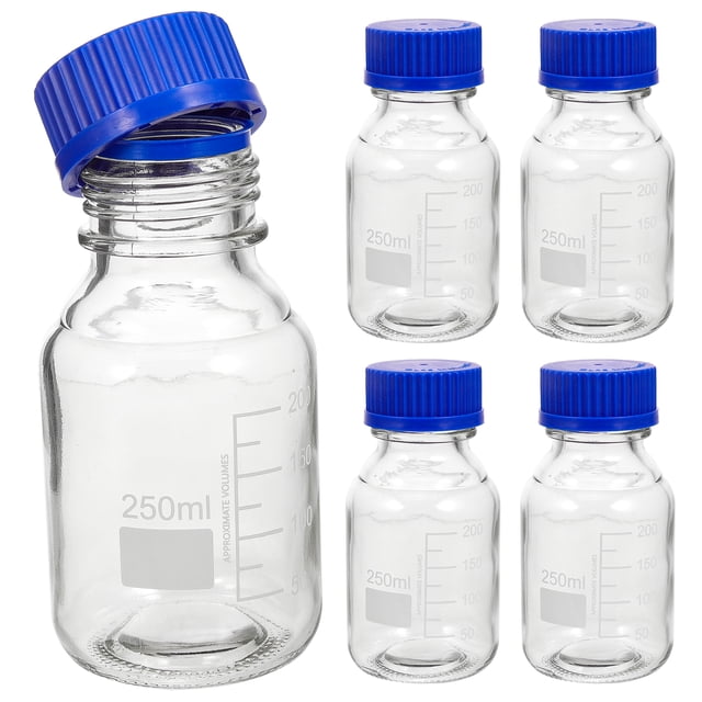 MasteelfCA 4 Pcs Bouteille de Réactif Graduée en Verre Vide avec Bouchons à Vis