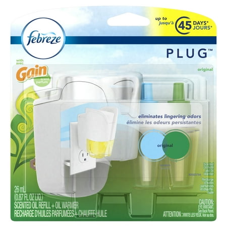 Febreze Plug Scented Oil Refill and Oil Warmer with Gain Scent, Original, 0.87 fl oz