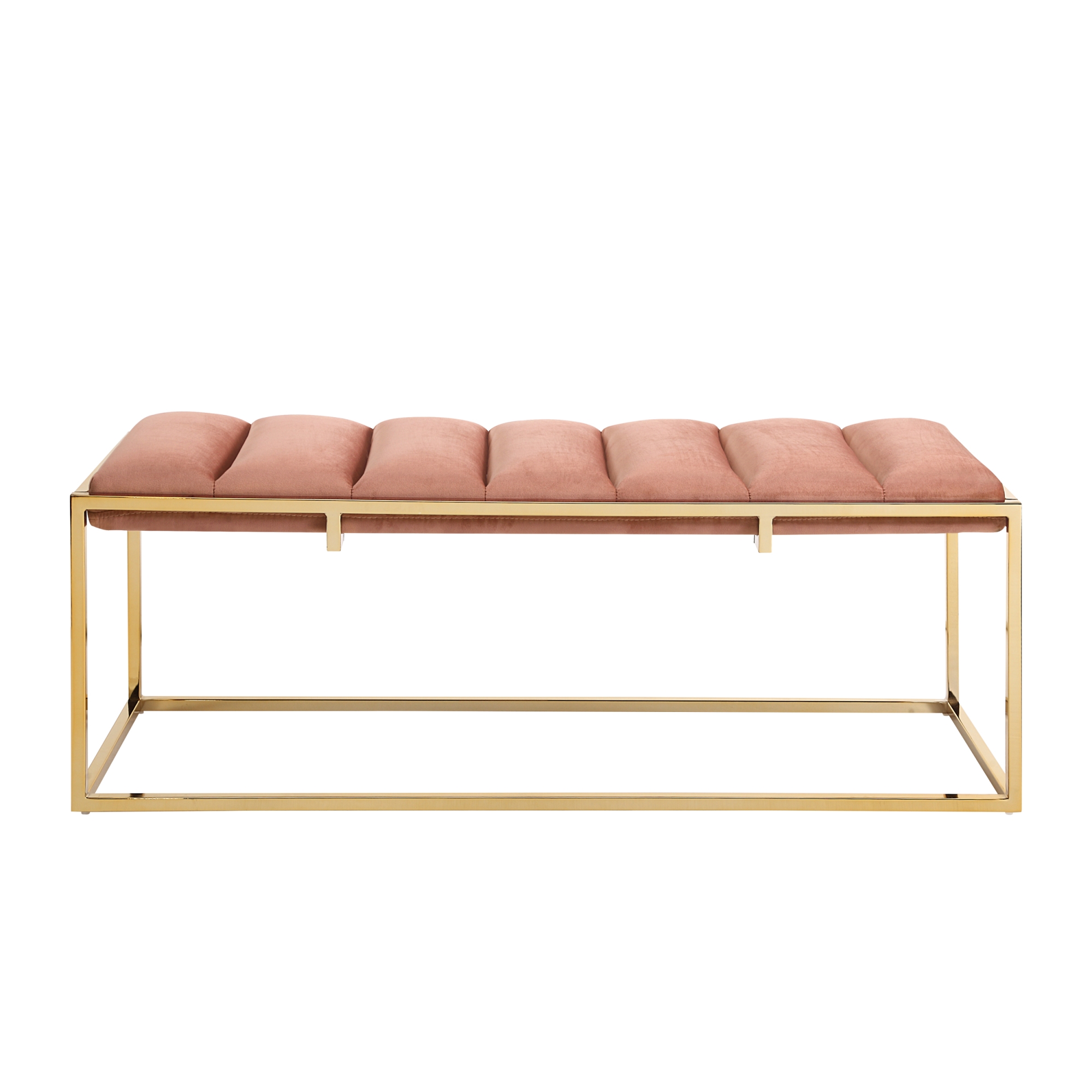 Nicole Miller New York Tristian Velvet Bench, Blush/Gold