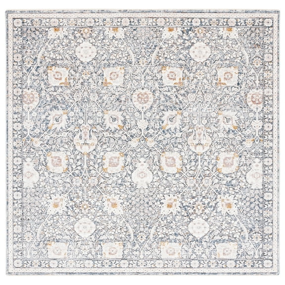 SAFAVIEH Moondust Daragh Floral Polyester Area Rug, Ivory/Grey, 6' x 6' Square