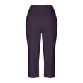 thumbnail image 4 of Women's High Waist Yoga Capris with Pockets Casual Wide Leg Pants, Purple S-3XL, 4 of 7