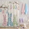 thumbnail image 4 of Shower Curtain for Bathroom Easter Colorful Bunny on Vintage Linen Waterproof Bath Curtains Shower Curtains with Hooks,Egg on Branches Bathroom Curtain Privacy Drapes for Bathtubs Toilet 36x72in, 4 of 9