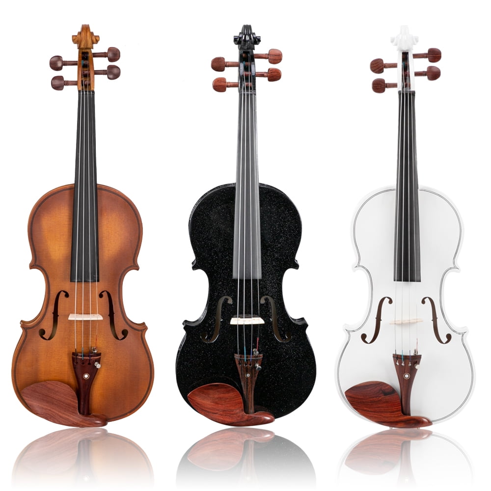 Kepooman 4/4 Kids Solid Wood Acoustic Violin Fiddle Kit with Hard Case & Bow & Rosin & Strings & Shoulder Rest & Tuner for Beginner, Black