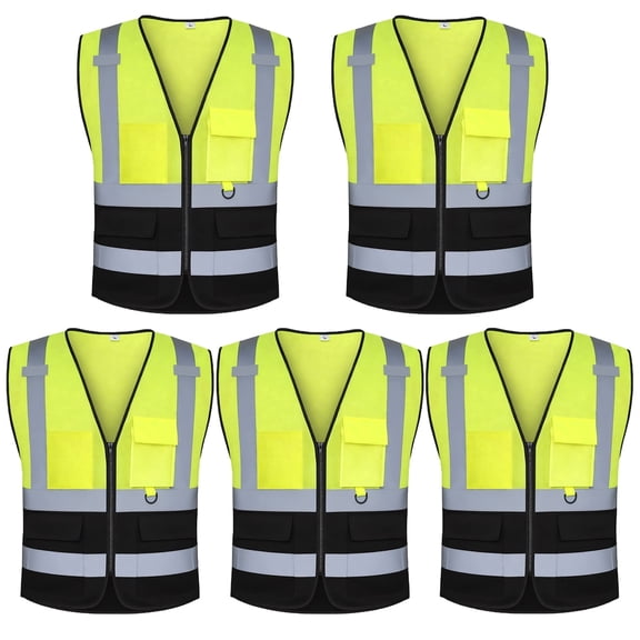 WUPLE Hi Vis Reflective Safety Vest for Men with Pockets, Class 2 High Visibility Vest for Construction Workers