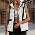 thumbnail image 2 of larppty Womens Puffer Vest Sleeveless Casual Loose Fit Winter Warm Lightweight Stand Collar Down Jacket Coats Outwear (White, L), 2 of 9