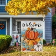 thumbnail image 5 of Welcome Fall Pumpkin Small Decorative Garden Flag, Autumn Beach Coastal Coral Leaves Yard Lawn Outside Decor, Thanksgiving Nautical Crab Starfish Outdoor Home Decoration Double Sided 12.5 x 18, 5 of 6