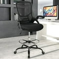 thumbnail image 2 of HYLONE Drafting Chair Tall Office Chair High-Back Mesh Standing Desk Stool with Adjustable Footrest Ring and Flip-Up Arms (Black), 2 of 8